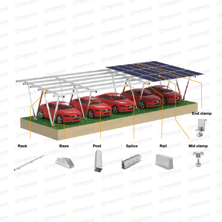 Pre-assembled Aluminium Solar Carport Structure